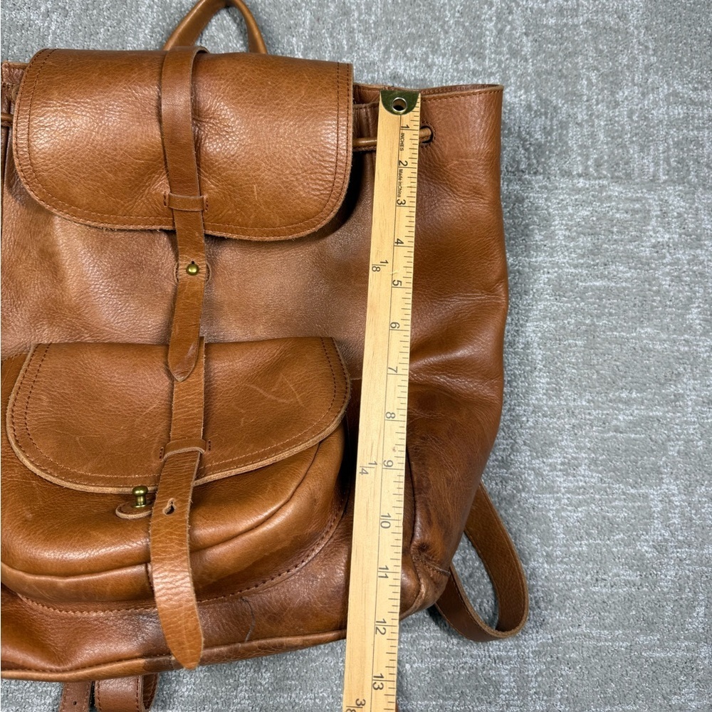 Madewell The Transporter Run Sack Brown Leather Backpack Bag Read Below - Picture 6 of 11